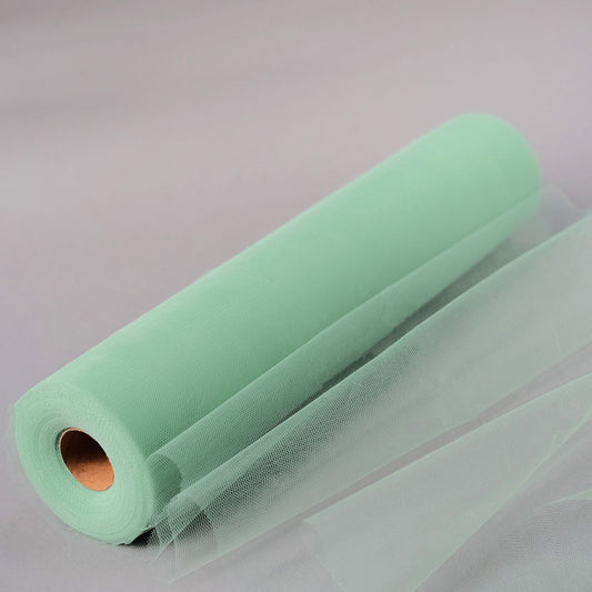 18"x100 Yards Sage Green Tulle Fabric Bolt, Sheer Fabric Spool Roll For Crafts